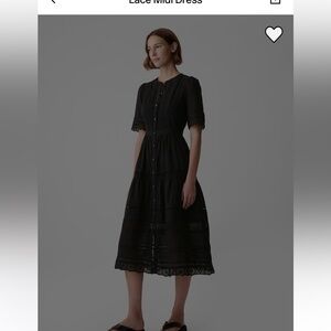 GAP Black Lace Button-Down Midi Dress